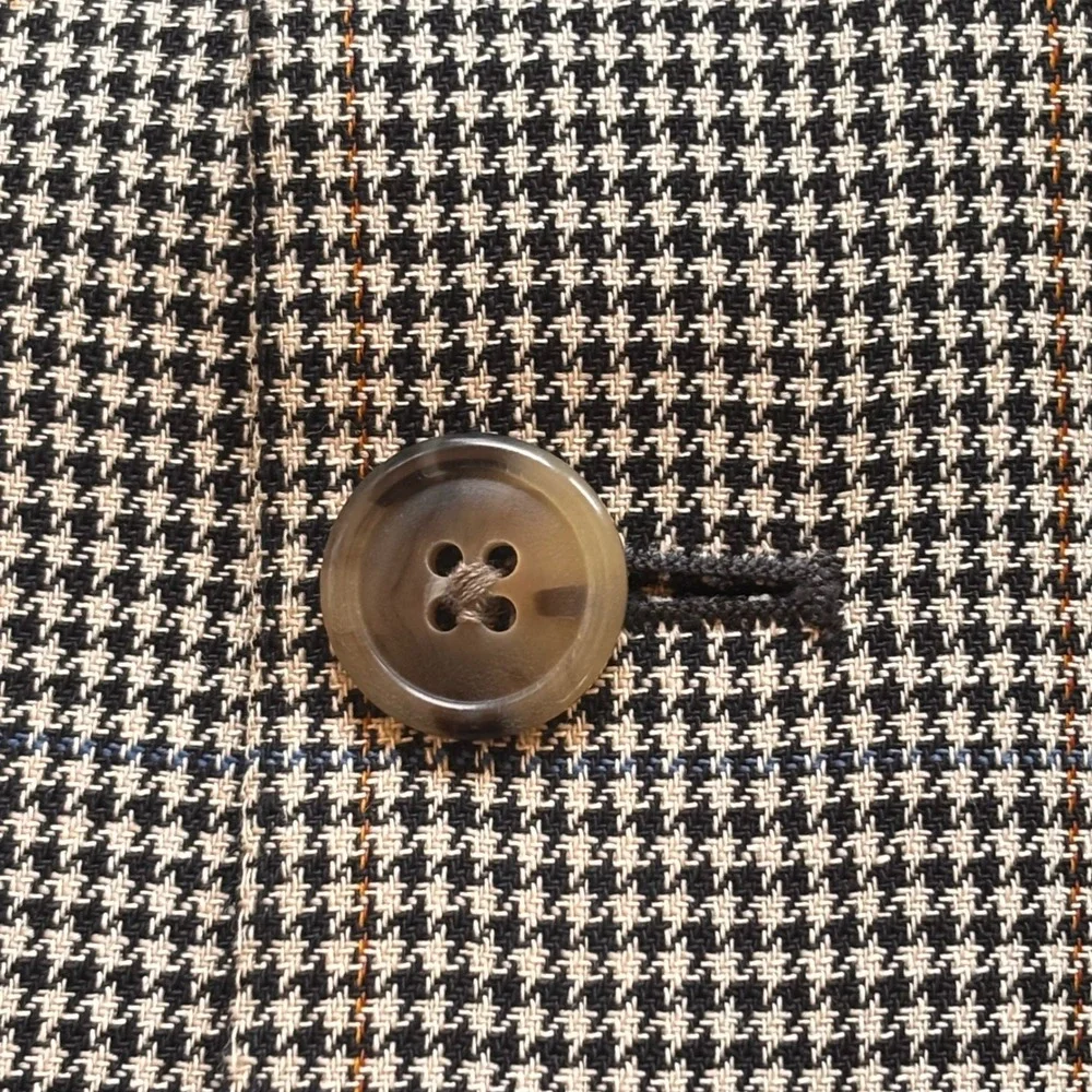 JOS. A. BANK Houndstooth Blazer 44L Brown Silk Wool Sport Jacket Preppy Classic